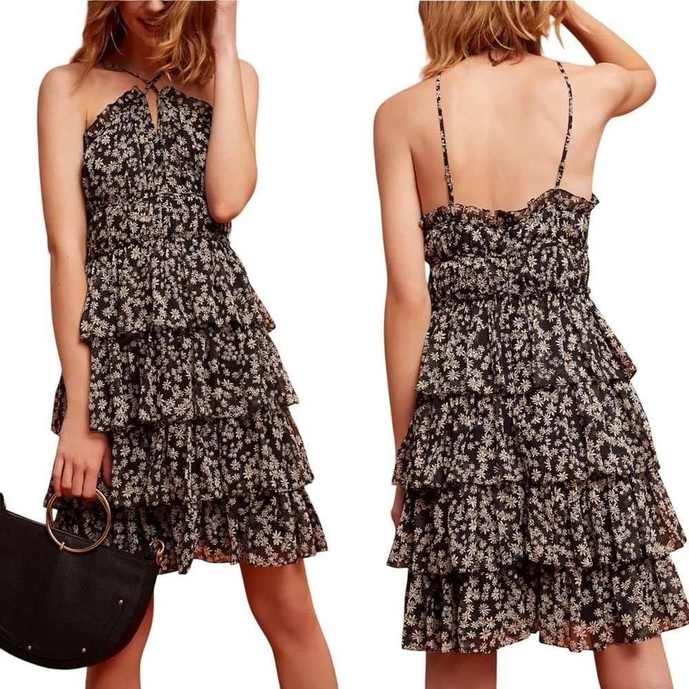 RANNA GILL‎ x ANTHROPOLOGIE Tiered Daisy Ditzy Floral Dress